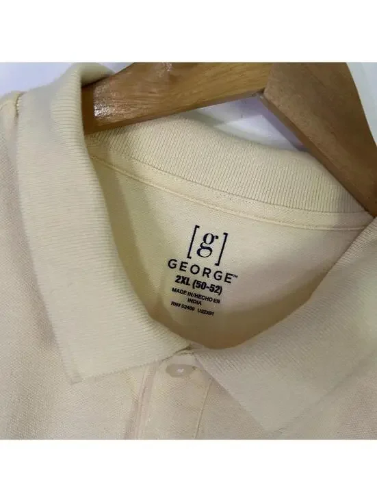 George Yellow Short Sleeve Collared Golf Polo Tee T-shirt Men's 2XL - Picture 2 of 4